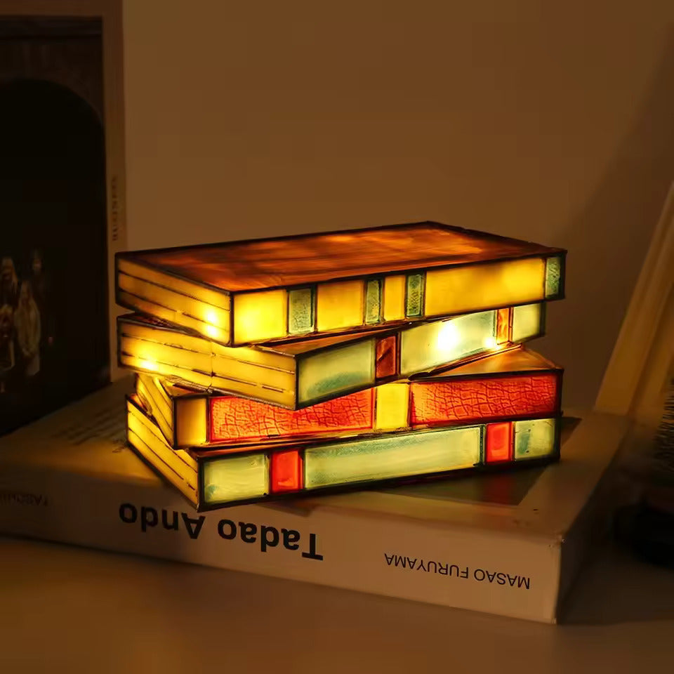 Norroe - Mosaic Book Lamp - Wireless Tiffany Table Lamp