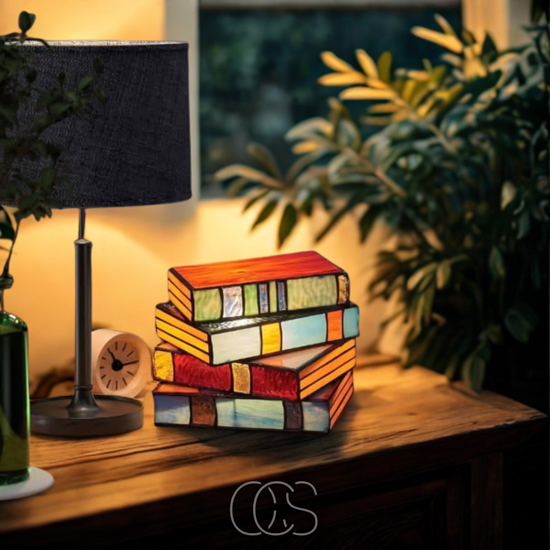 Norroe - Mosaic Book Lamp - Wireless Tiffany Table Lamp