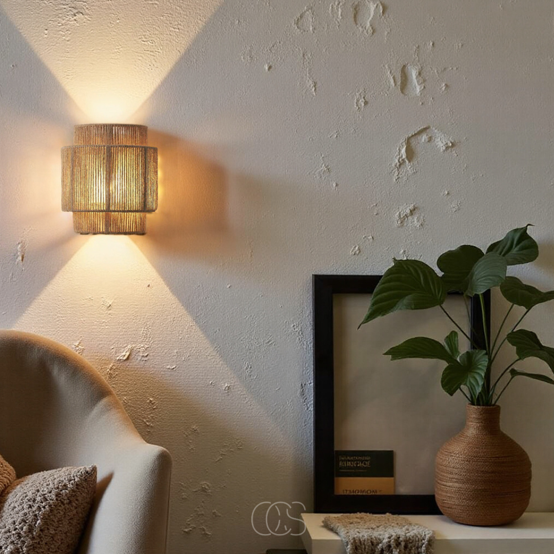 Norroe - Rattan Boho Wall Lamp