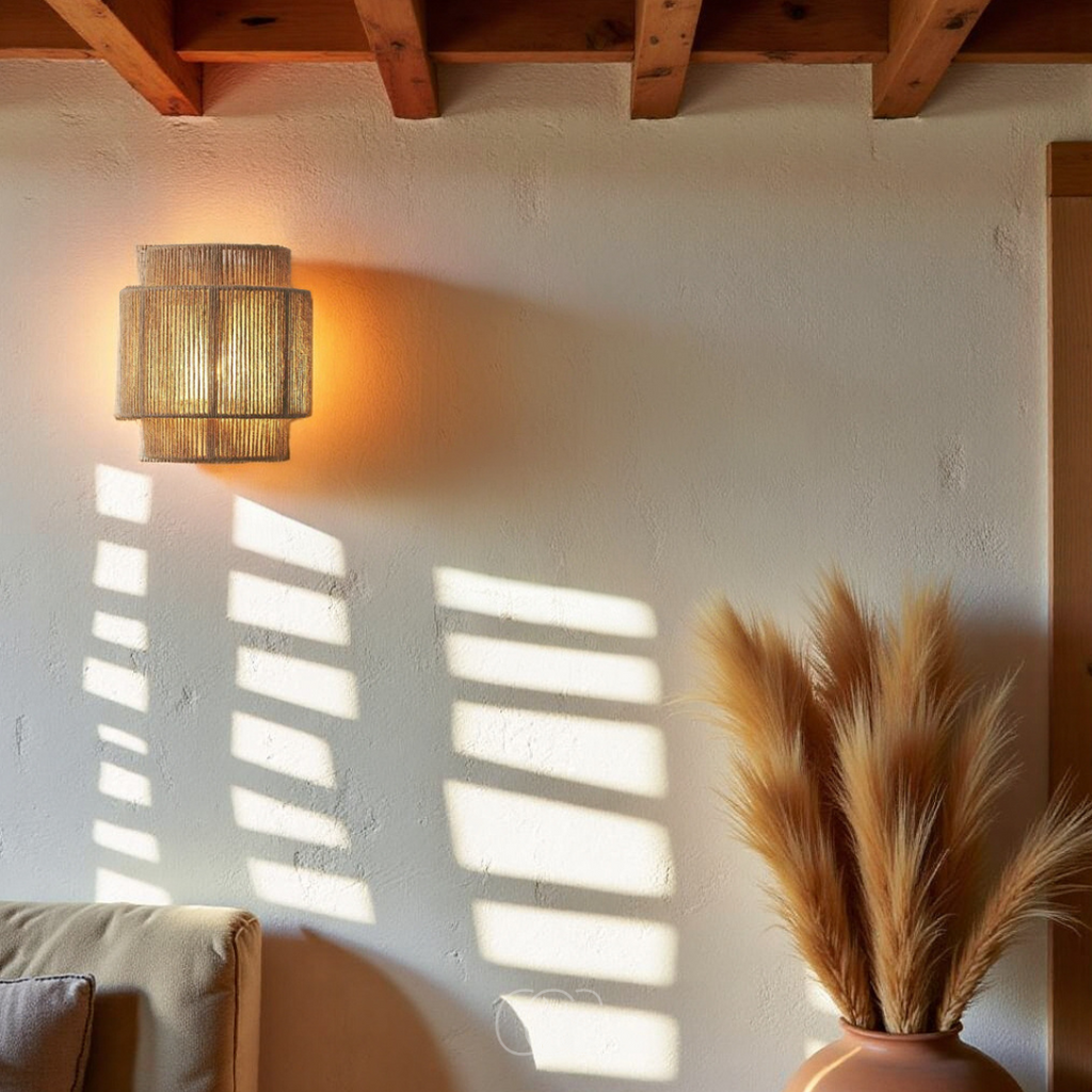 Norroe - Rattan Boho vegglampe