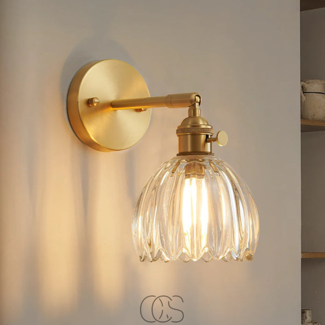 Norroe - Retro Wall Lamp with Glass Tulip Shade