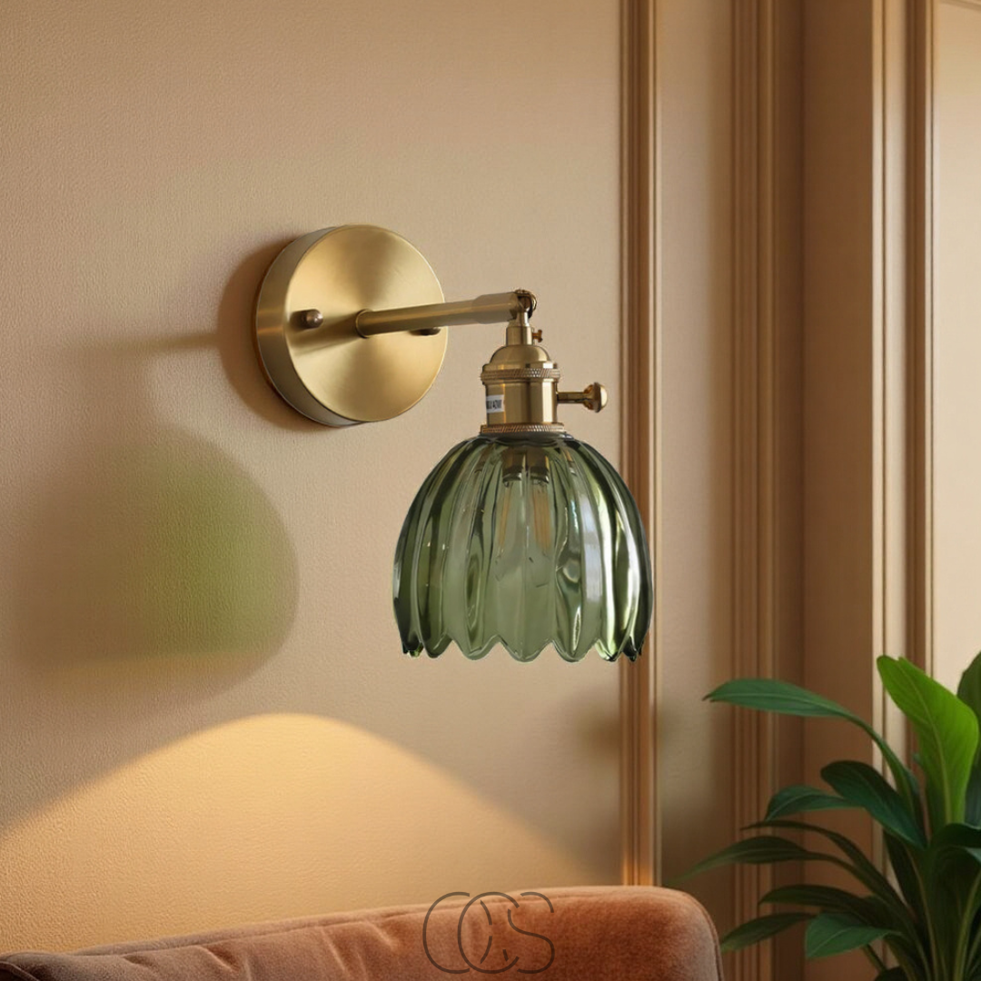 Norroe - Retro Wall Lamp with Glass Tulip Shade