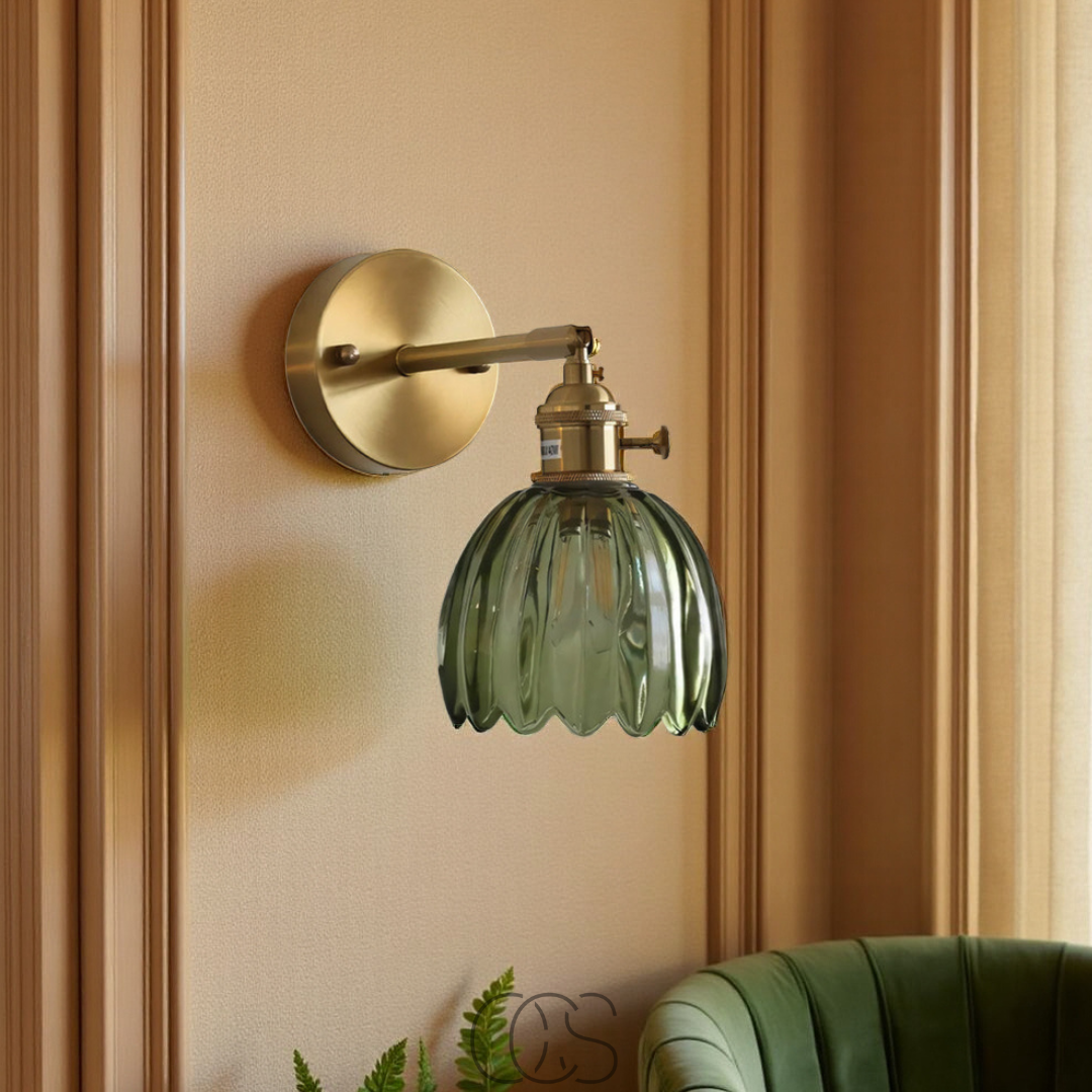 Norroe - Retro Wall Lamp with Glass Tulip Shade