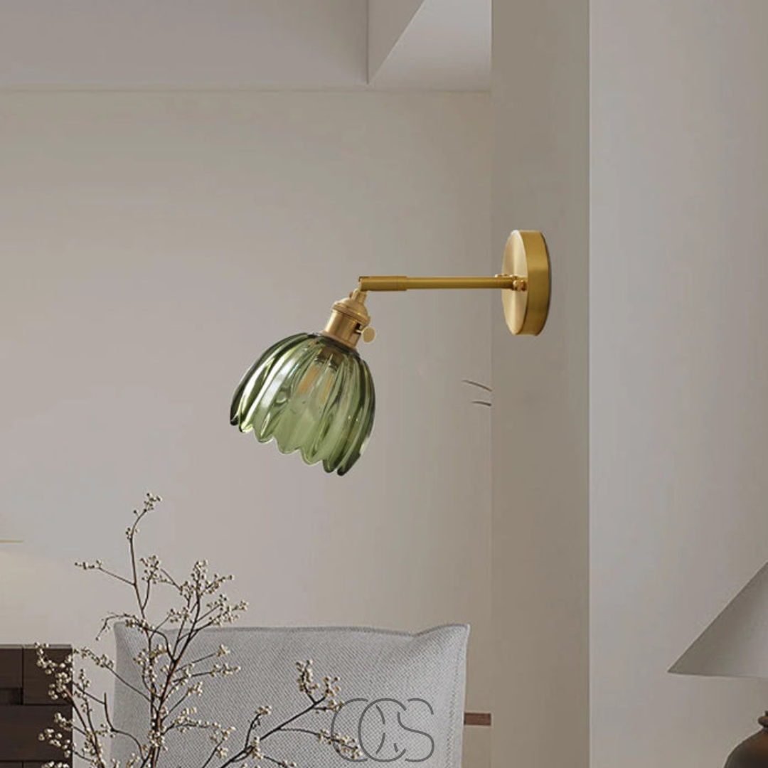 Norroe - Retro Wall Lamp with Glass Tulip Shade