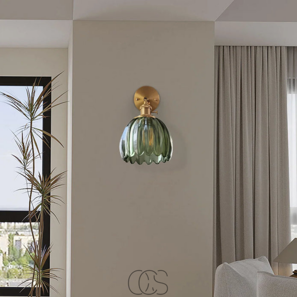 Norroe - Retro Wall Lamp with Glass Tulip Shade