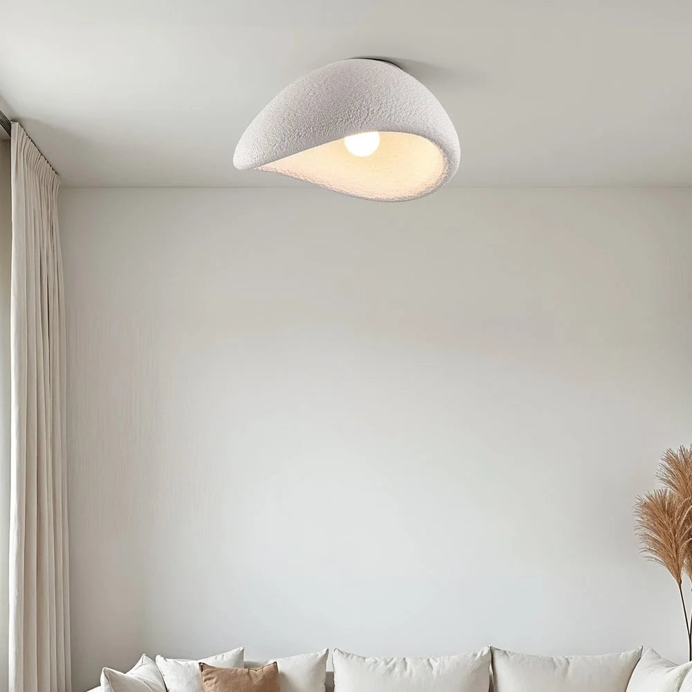 Norroe - Wabi-Sabi Fabric Ceiling Lamp - Polyform & Resin