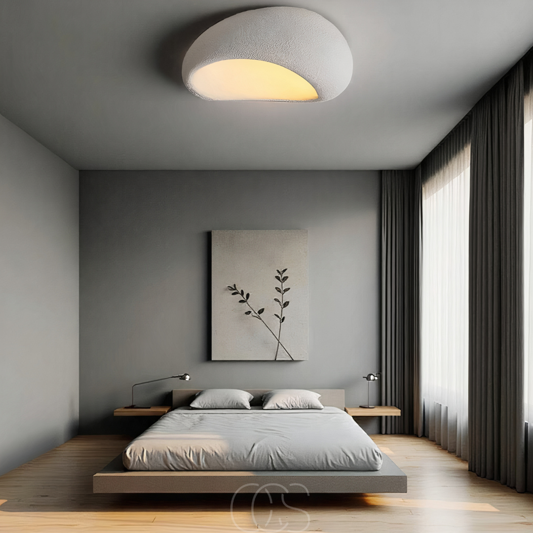 Norroe - Wabi-Sabi Fabric Ceiling Lamp - Polyform & Resin