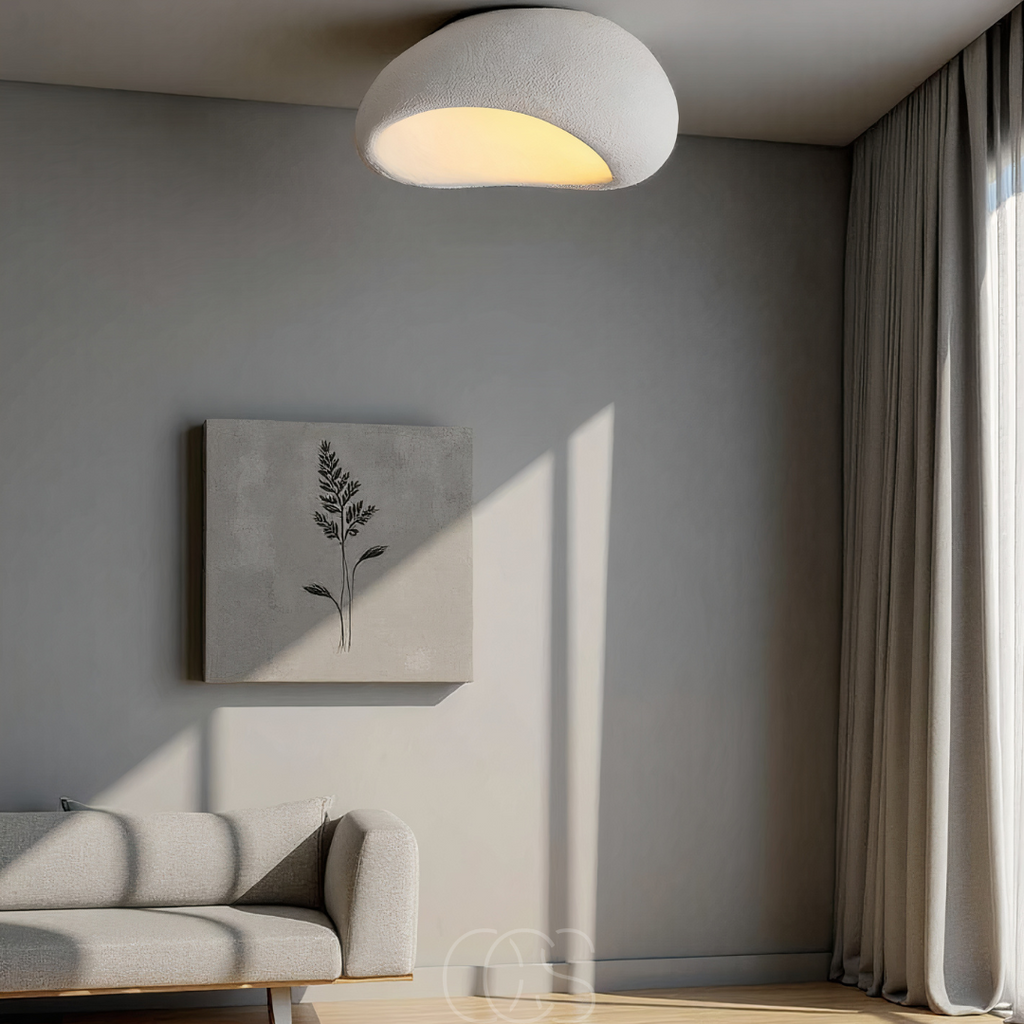 Norroe - Wabi-Sabi stoff taklampe - Polyform og resin