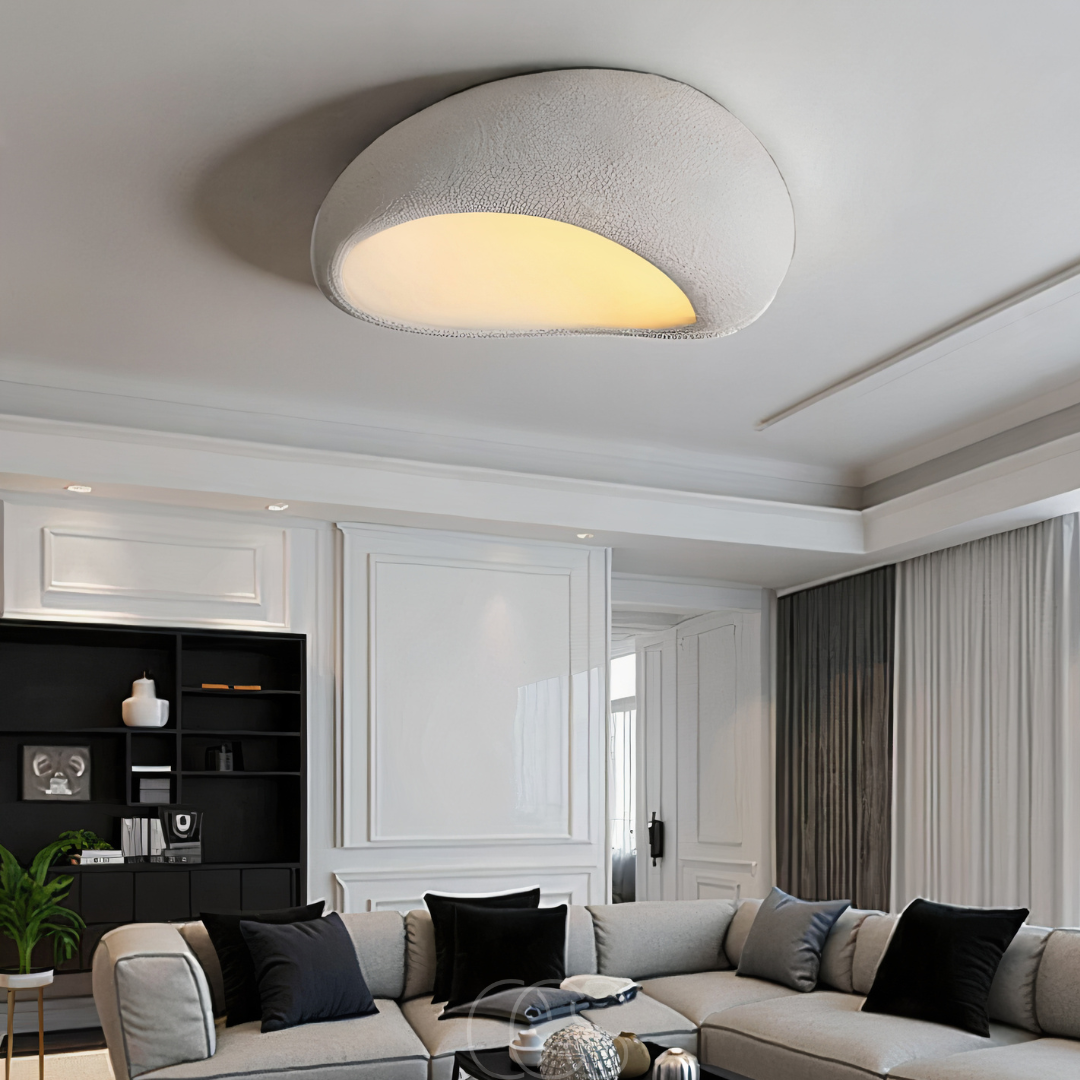 Norroe - Wabi-Sabi Fabric Ceiling Lamp - Polyform & Resin