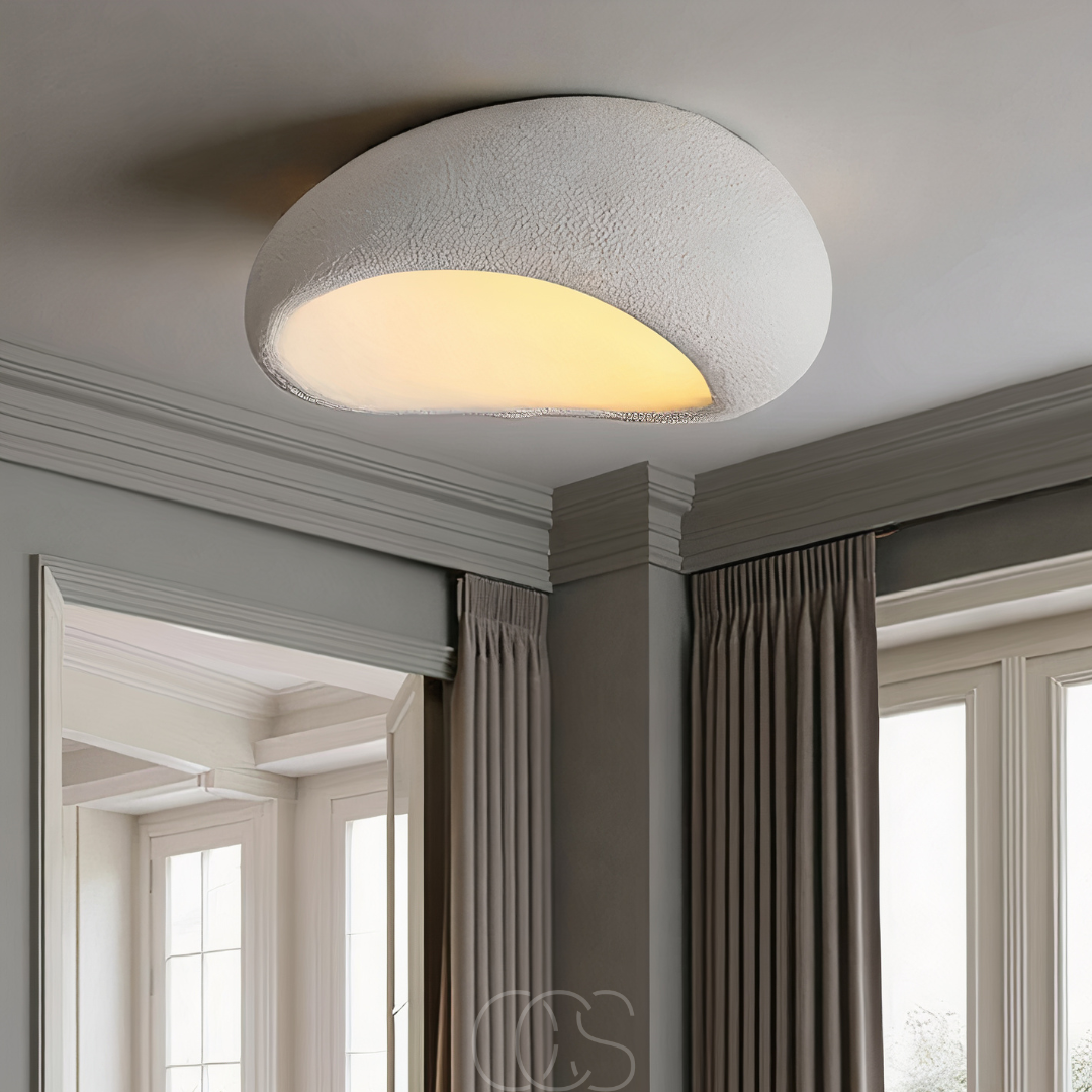 Norroe - Wabi-Sabi Fabric Ceiling Lamp - Polyform & Resin