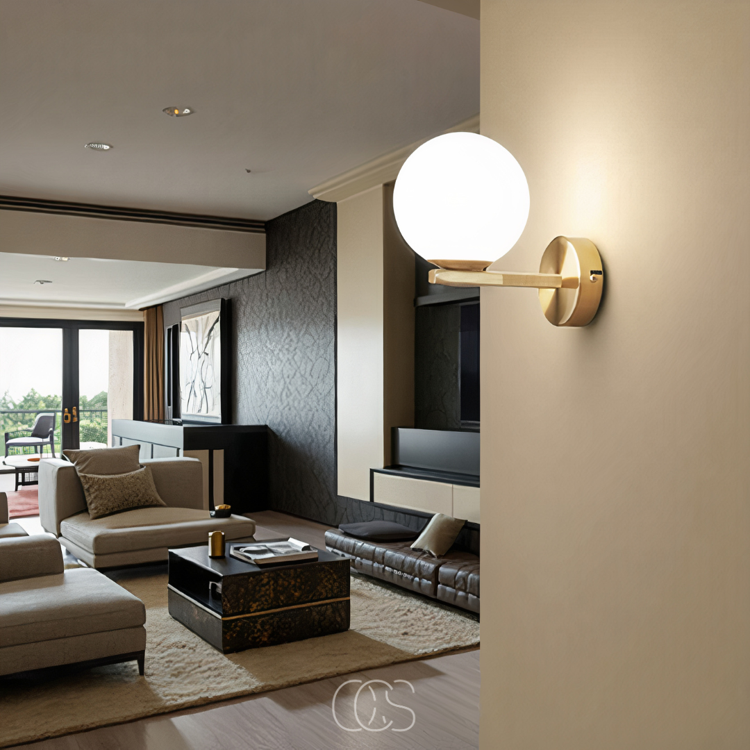 Norroe - wall lamp with white globe