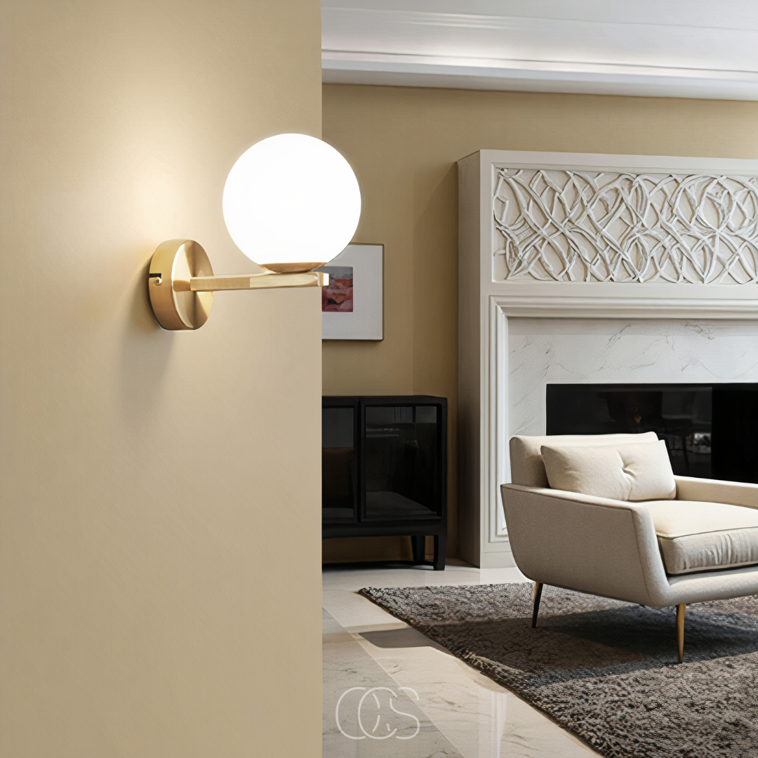 Norroe - wall lamp with white globe