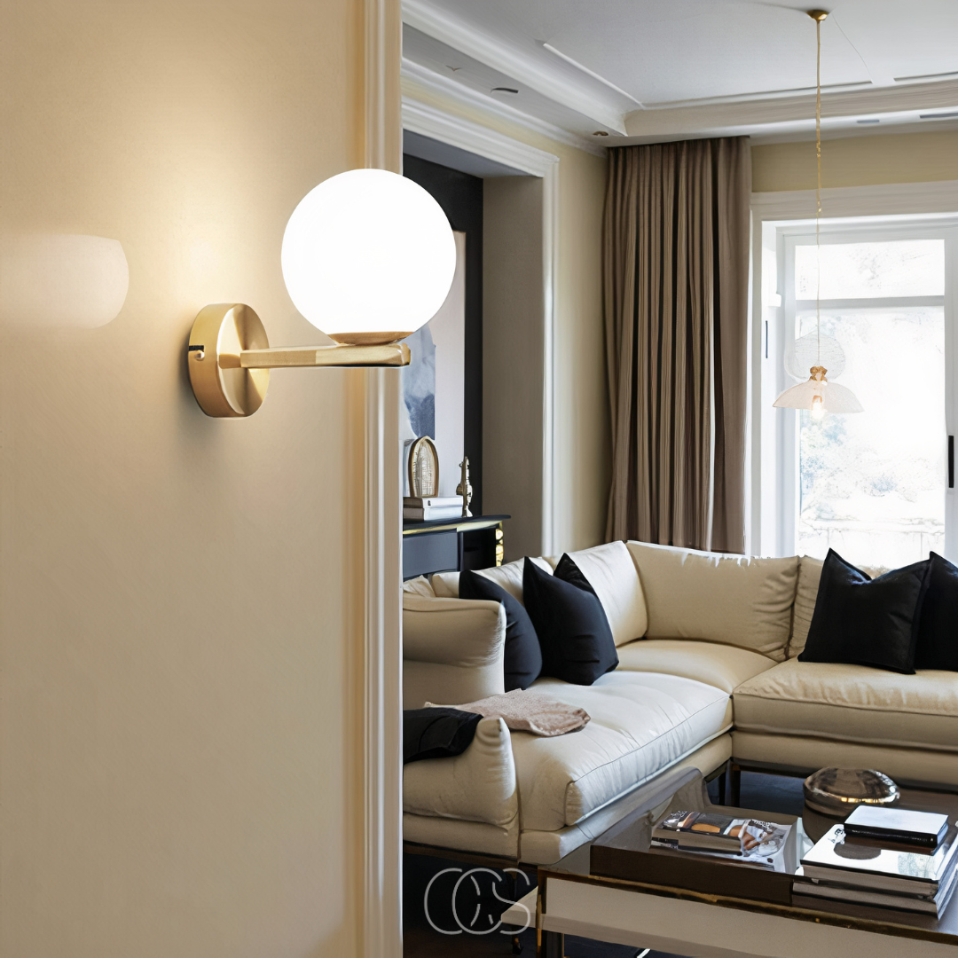 Norroe - wall lamp with white globe
