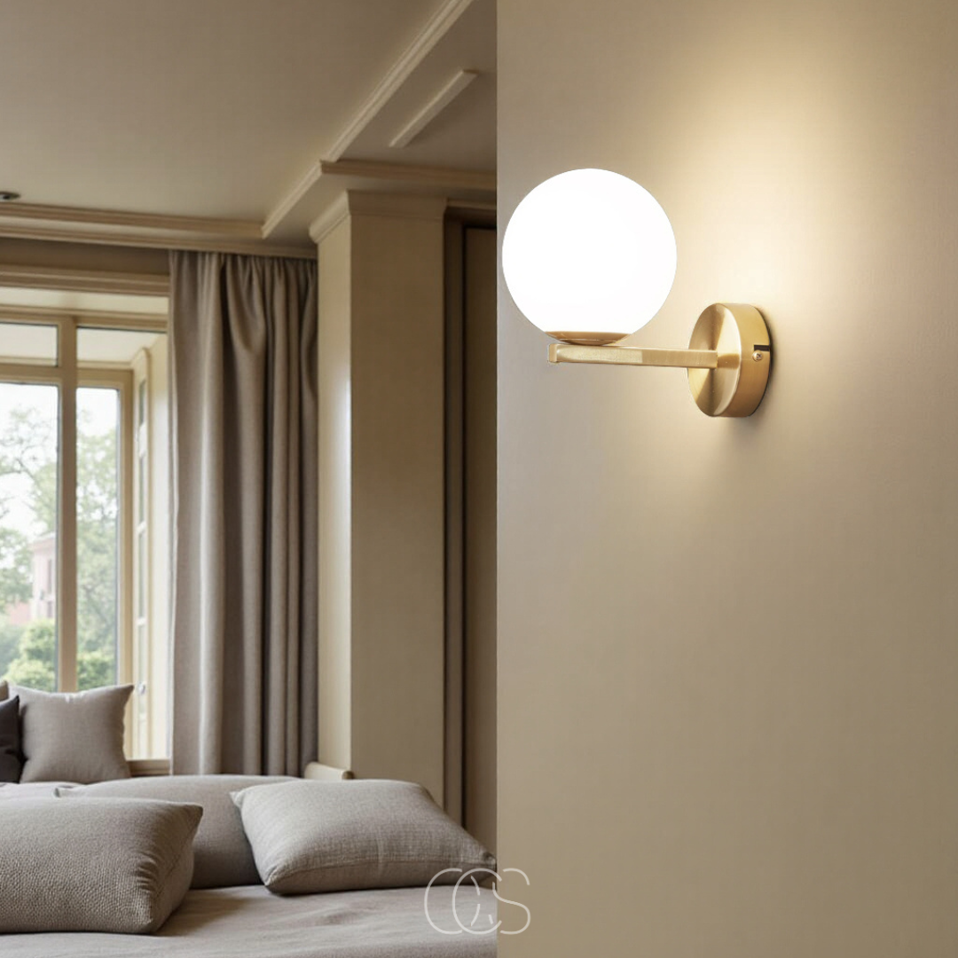 Norroe - wall lamp with white globe