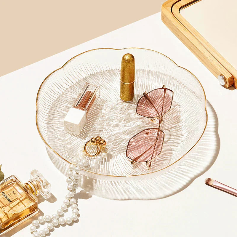 Goud ingelegde glazen dessertborden | Elegant serviesgoed