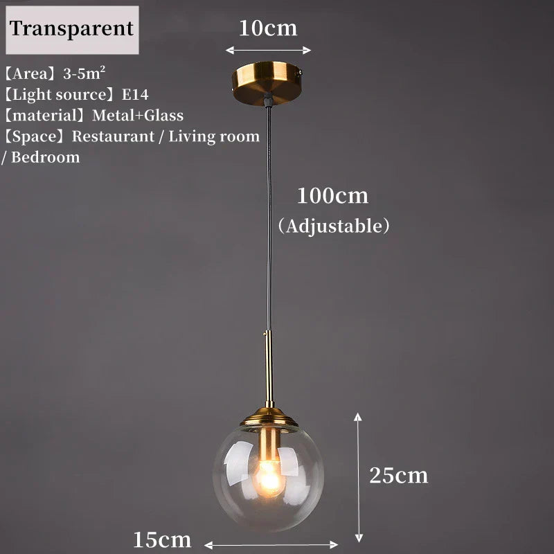 Liora Nordic Glass Pendant Light with Metal Fixture