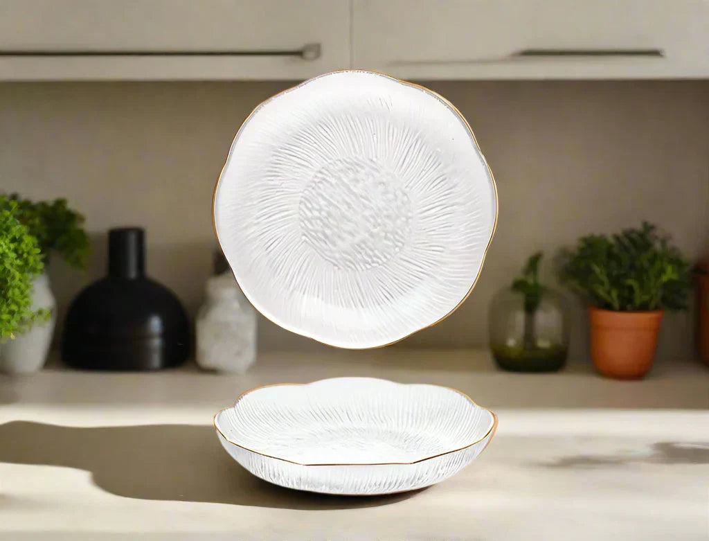 Goud ingelegde glazen dessertborden | Elegant serviesgoed