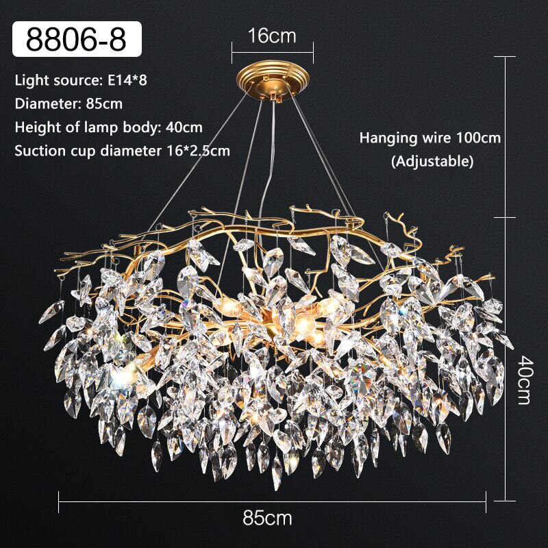 Aurora Luxe Crystal Chandelier With Gold Finish Pendant