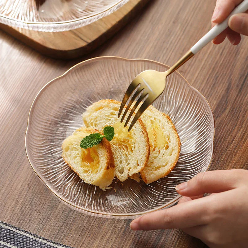 Goud ingelegde glazen dessertborden | Elegant serviesgoed