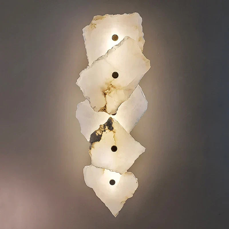 Marble LED Wall Lamp With Copper Accents Modern Sconce