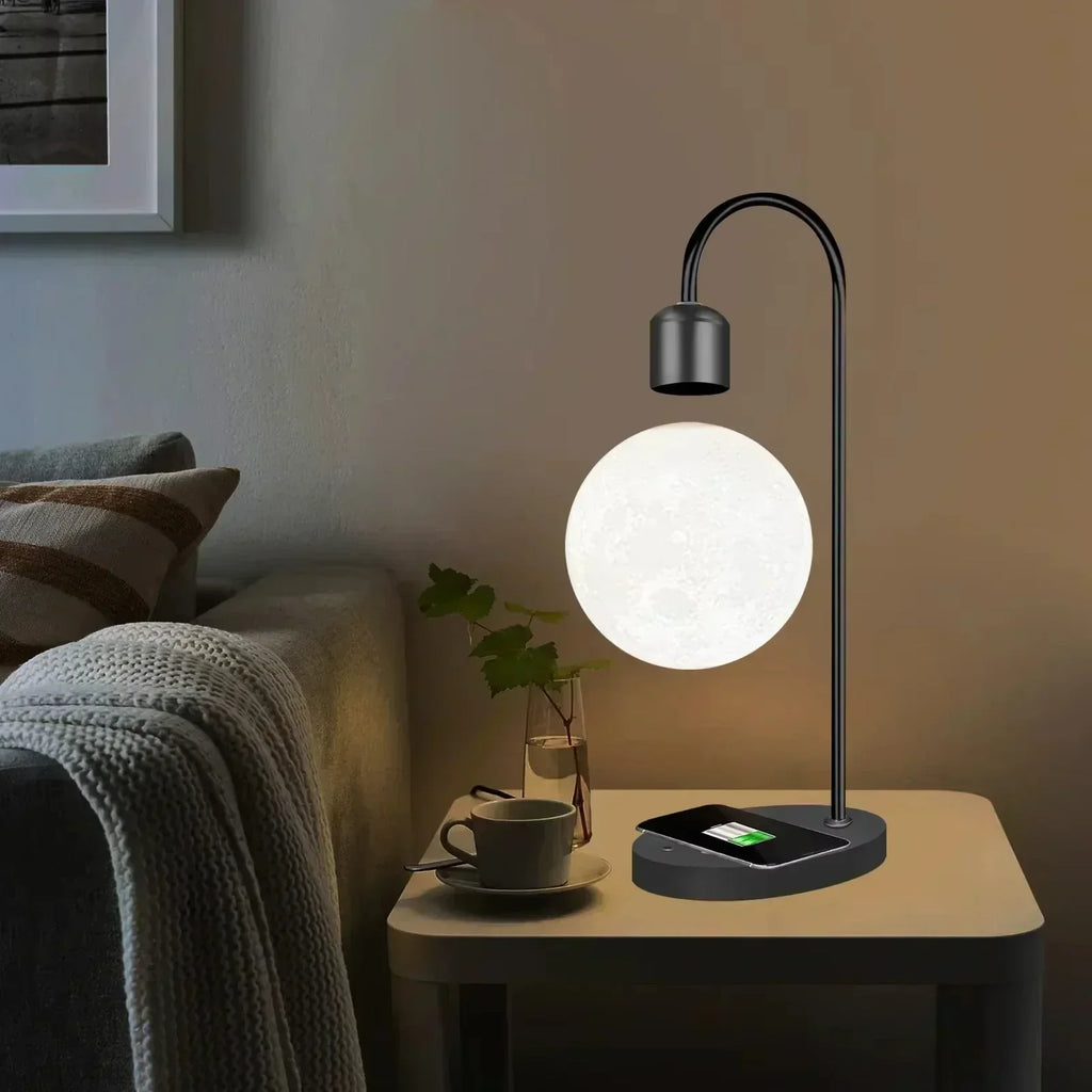 LunaFloat LED Moon Lamp with Magnetic Levitation and Wireless Charging