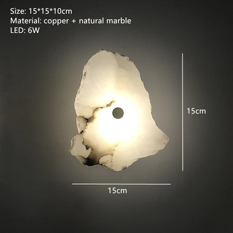 Marble LED Wall Lamp With Copper Accents Modern Sconce