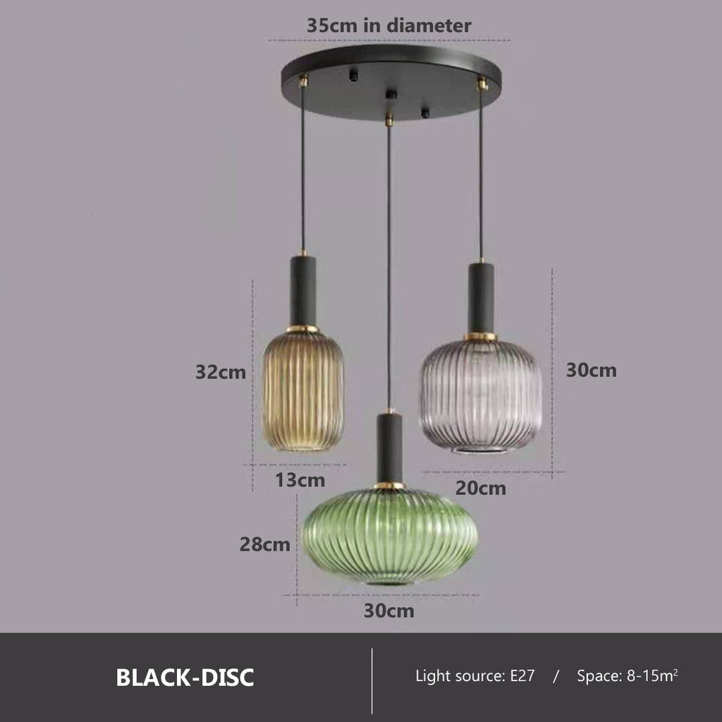 Levendige retro glazen hanglamp met LED voor woonkamer