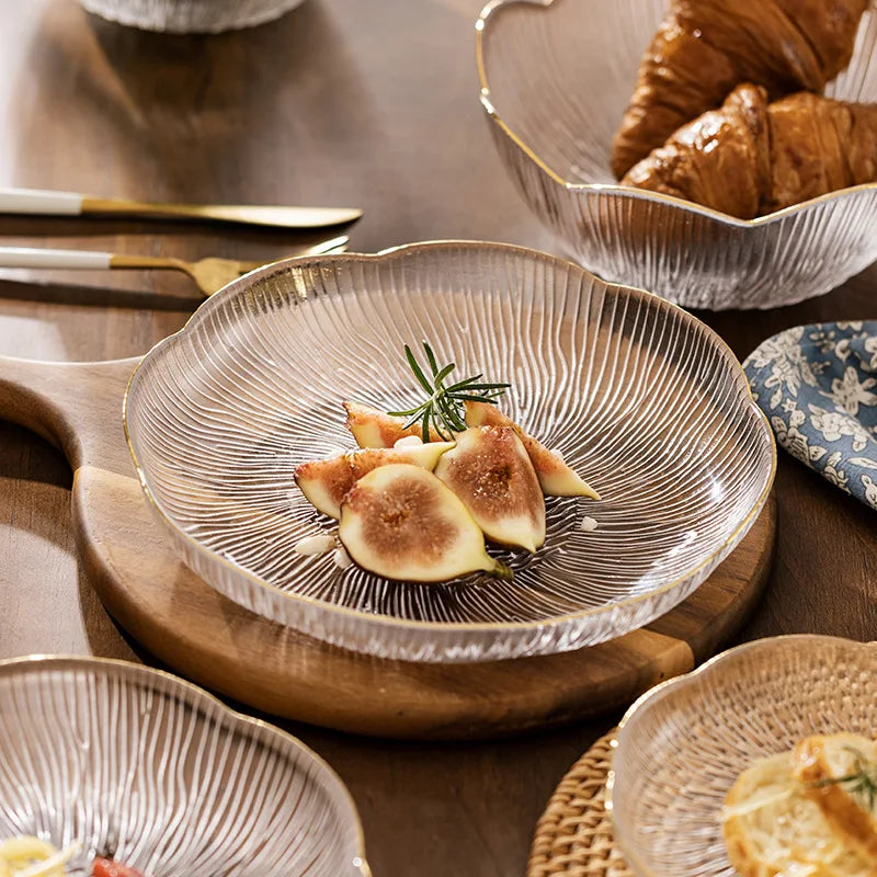 Goud ingelegde glazen dessertborden | Elegant serviesgoed