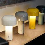 Kompaktowa ładowalna niebieska lampa stołowa w kształcie grzyba, nowoczesna lampka nocna