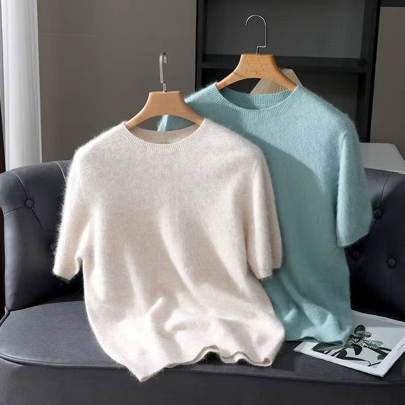 T-shirt a maglia da uomo Lennon – Pullover leggero e morbido a maniche corte, 100% cashmere