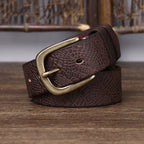 Ceinture en cuir de vache embossé Aureon, boucle à ardillon en cuivre, 1.5in