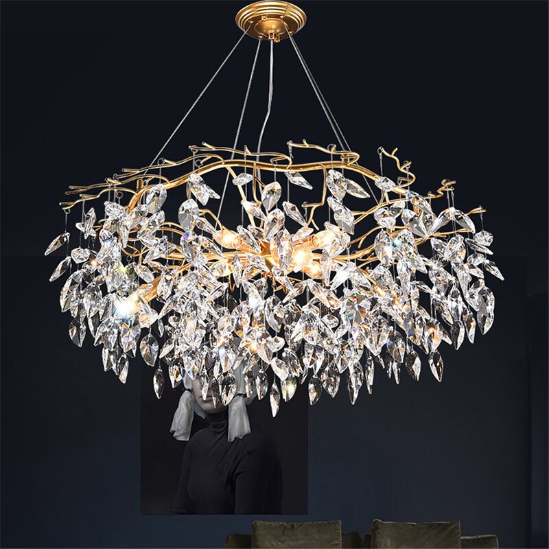 Aurora Luxe Crystal Chandelier With Gold Finish Pendant