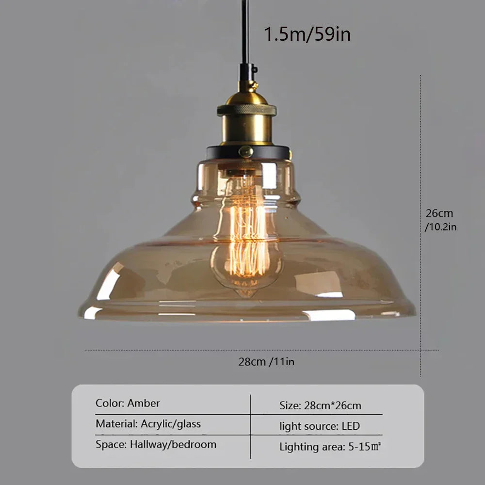 Aster Glass Pendant Light Retro Hanging Fixture for Homes