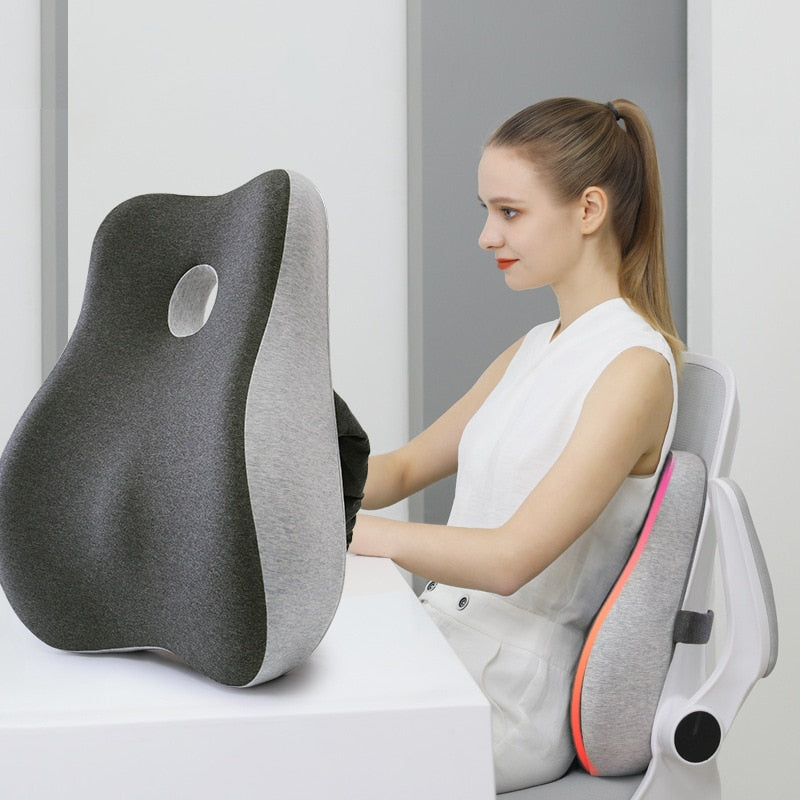 OrthoFlex Lumbar Memory Foam Chair Cushion for Car and Desk