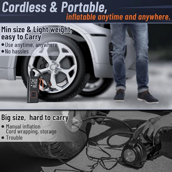 Bomba de Ar Mini Sem Fios VoltLite para Carro, Bicicleta, Bola