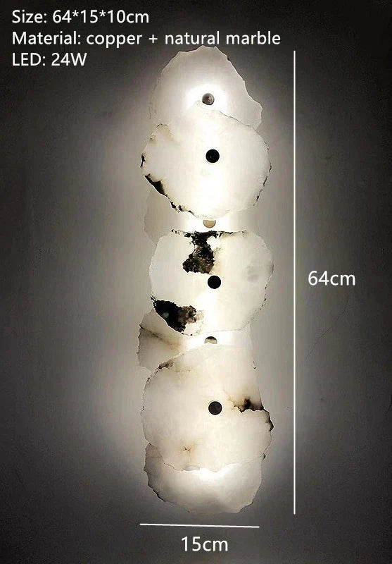 Marble LED Wall Lamp With Copper Accents Modern Sconce