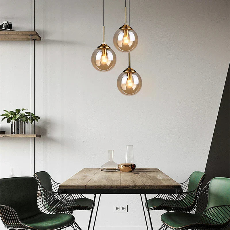 Liora Nordic Glass Pendant Light with Metal Fixture