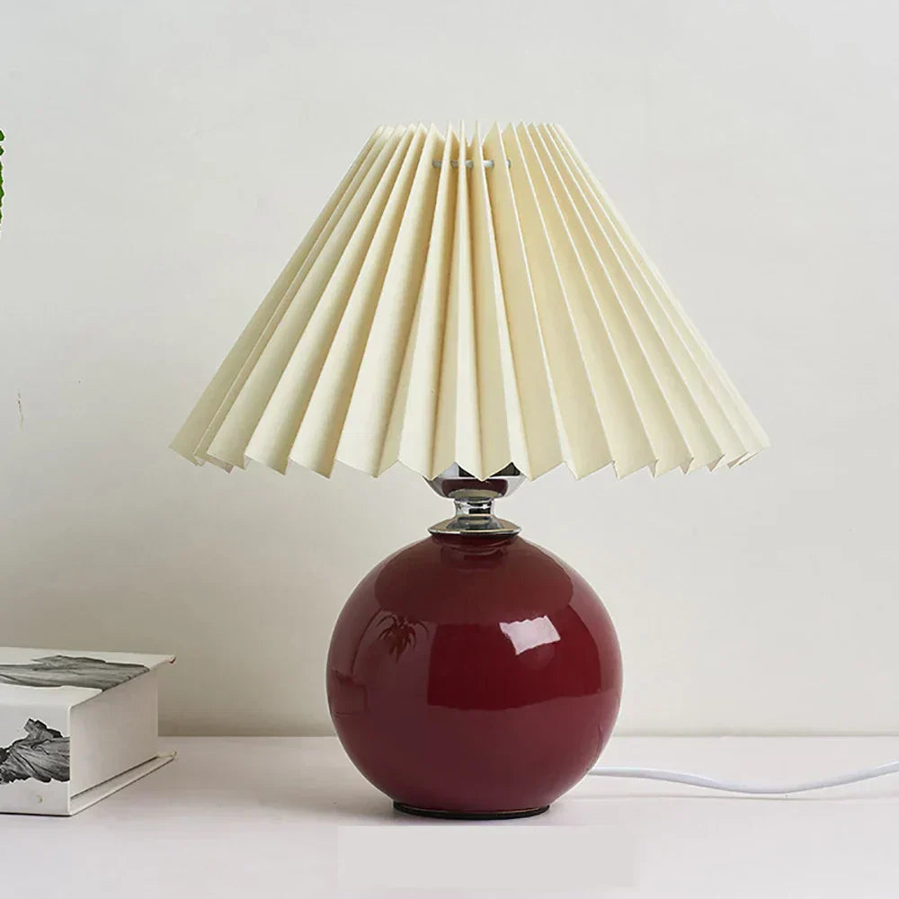 Niebieska plisowana lampa stołowa w nowoczesnym stylu vintage