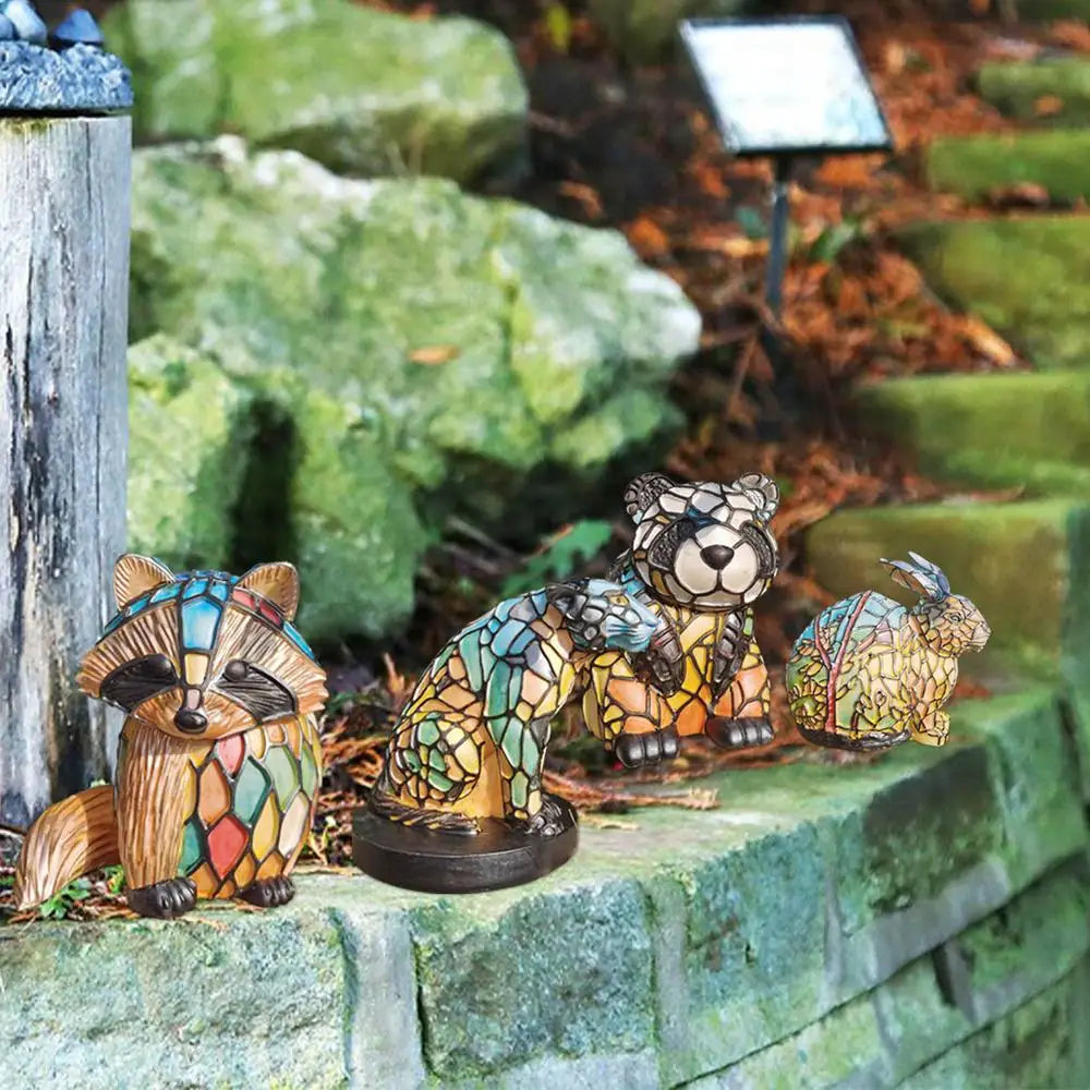 LumiFauna Stained Glass Animal Lamps — 7 Styles: Bear, Panda, Elk, Pig, Giraffe, Rabbit, Raccoon