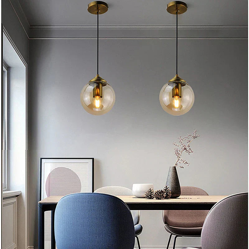 Liora Nordic Glass Pendant Light with Metal Fixture