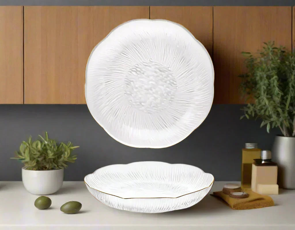 Goud ingelegde glazen dessertborden | Elegant serviesgoed