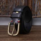 Ceinture en cuir de vache embossé Aureon, boucle à ardillon en cuivre, 1.5in