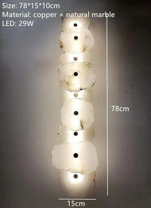 Marble LED Wall Lamp With Copper Accents Modern Sconce