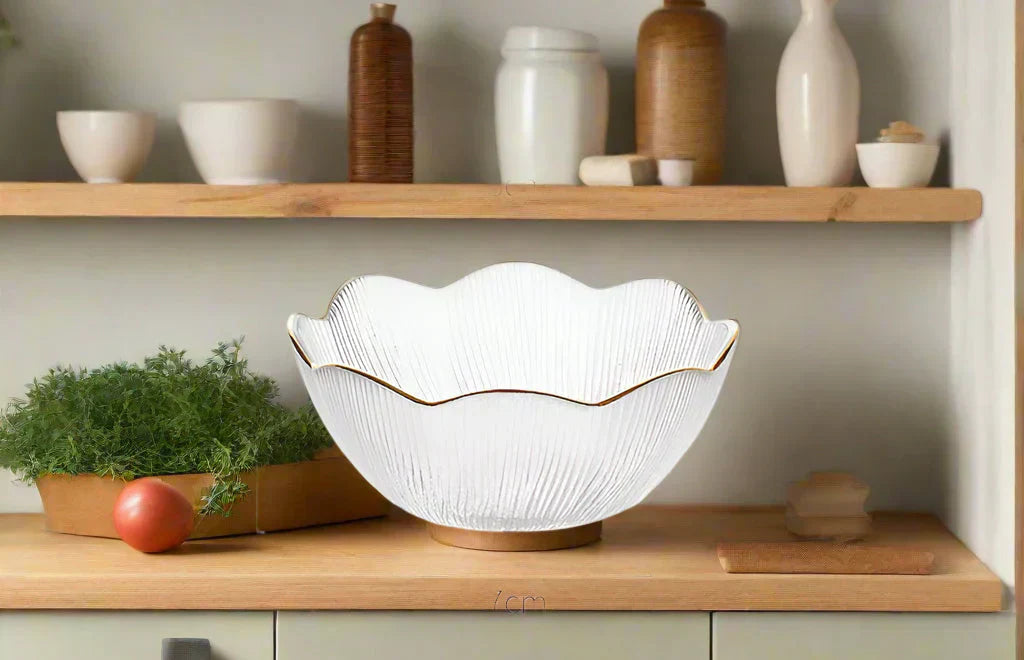 Goud ingelegde glazen dessertborden | Elegant serviesgoed