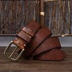 Ceinture en cuir de vache embossé Aureon, boucle à ardillon en cuivre, 1.5in