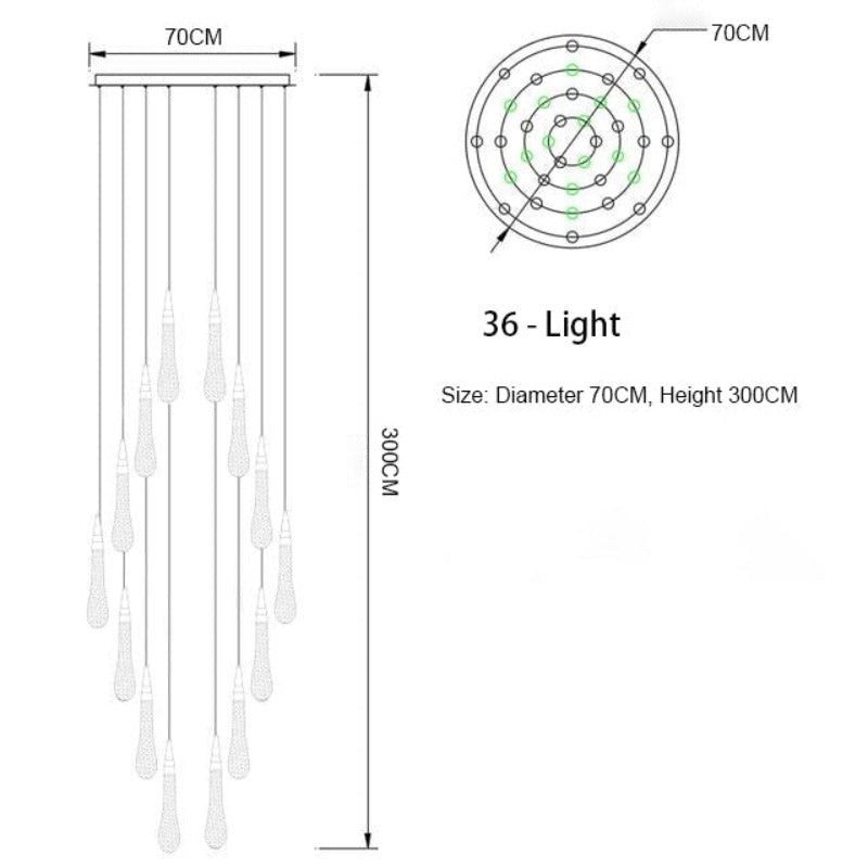 DripSpark Kristall Anhängerlampe mit warmem Goldglanz