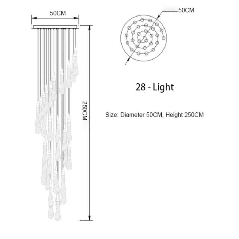 DripSpark Kristall Anhängerlampe mit warmem Goldglanz