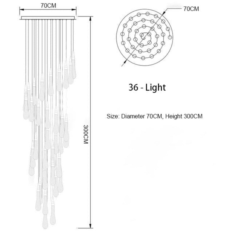 DripSpark Kristall Anhängerlampe mit warmem Goldglanz