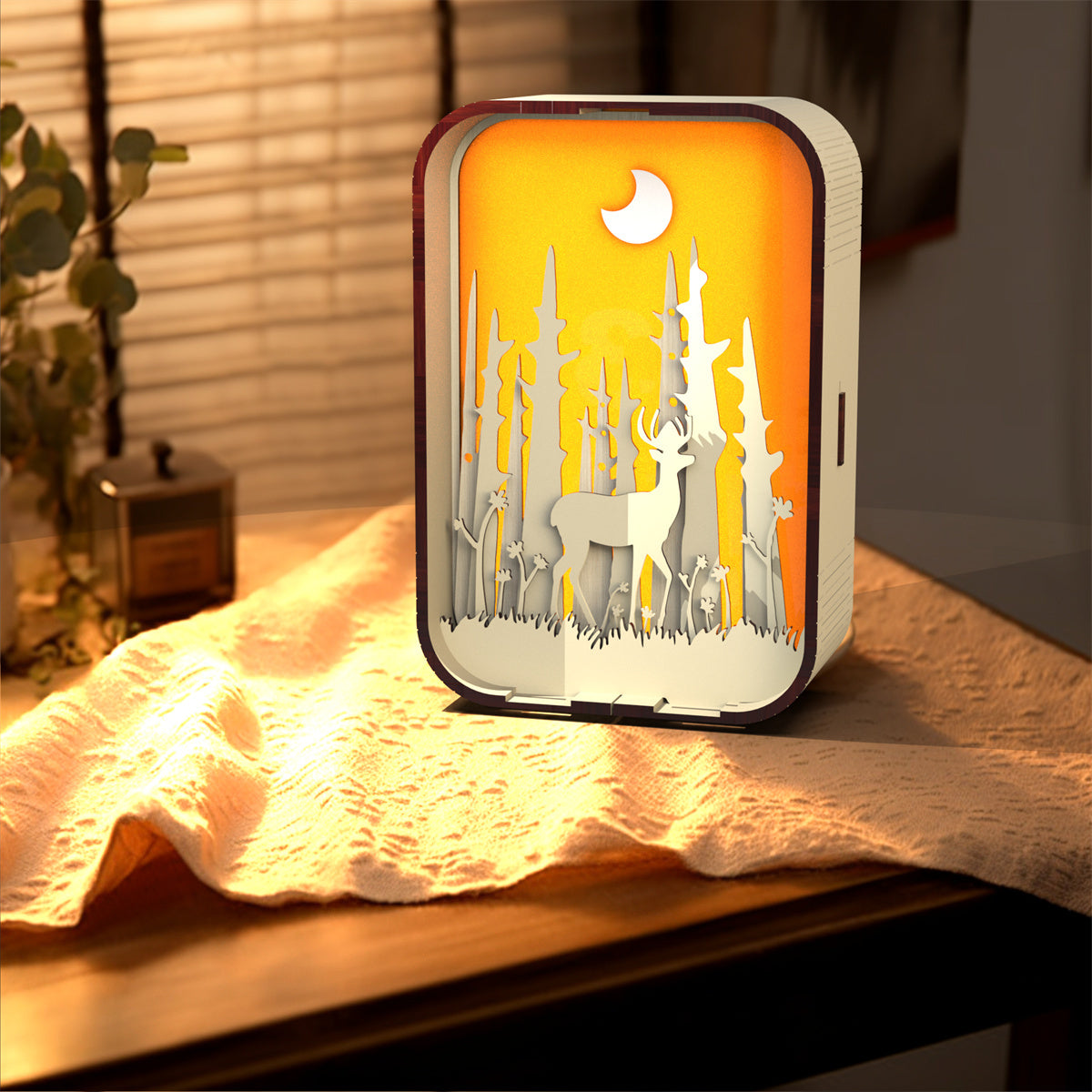Willowbrook | Deer Wood-Carved Tabletop Night Light