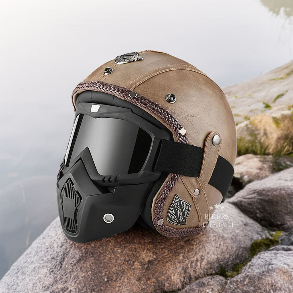 RadialRidge Retro 3/4 Helmet DOT ECE Certified Vintage